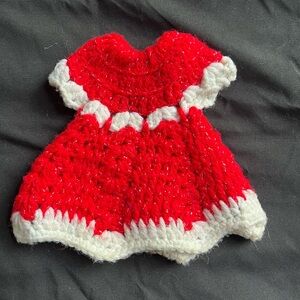 Handmade Red and White Knit Barbie Christmas Dress